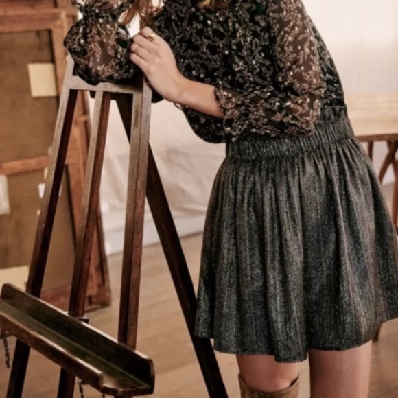 Sezane Dresses & Skirts - Sezane Naomi Metallic Skirt Size 36 US 4 Mini Sparkle | Taylor Swift Era Outfit